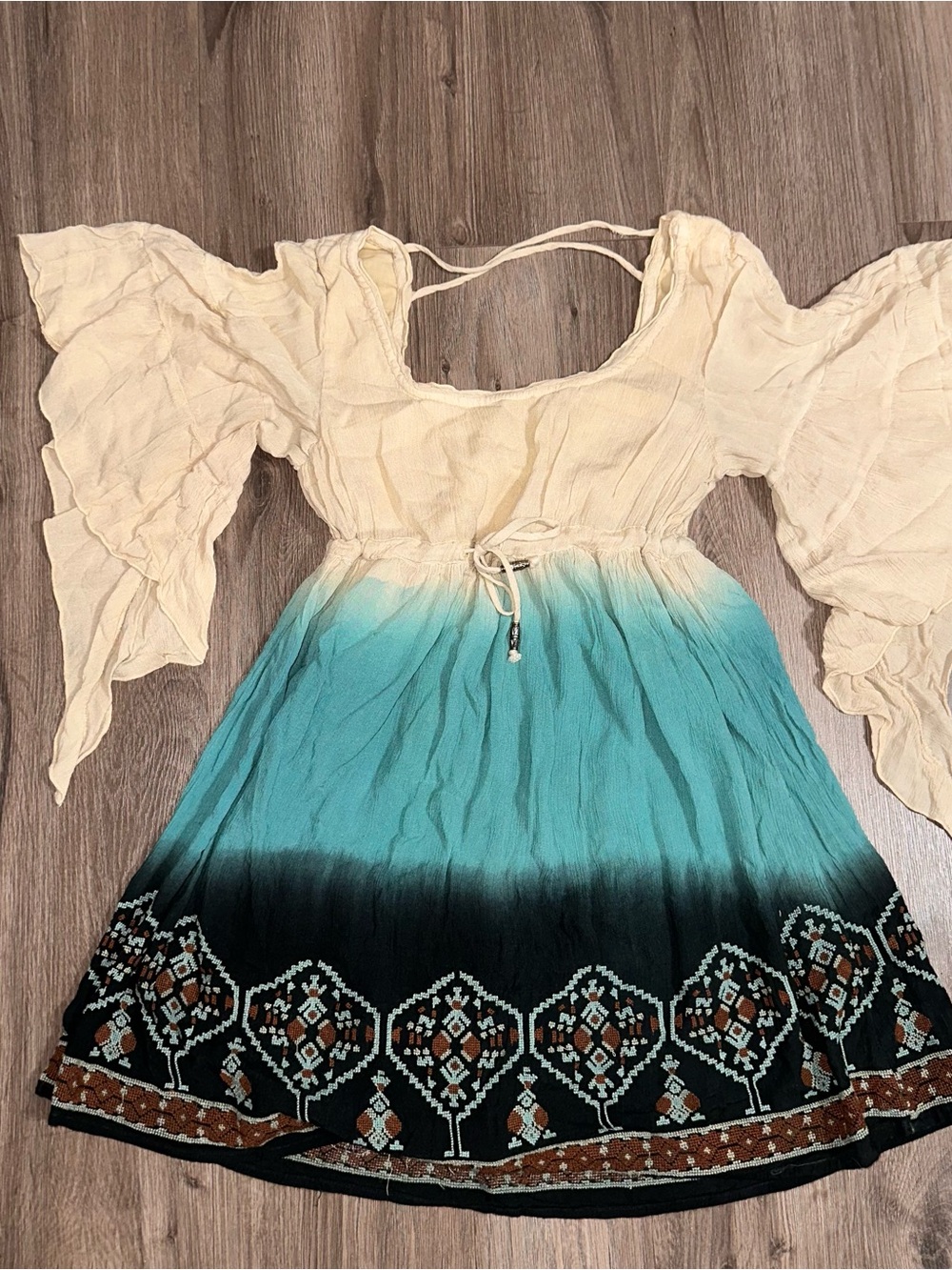 Patrons of Peace Light Cream Dress Women’s Embroidered Boho